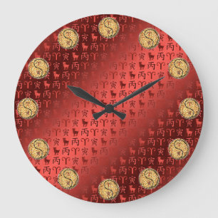 Grande Horloge Ronde Bélier & Tigre de Feu