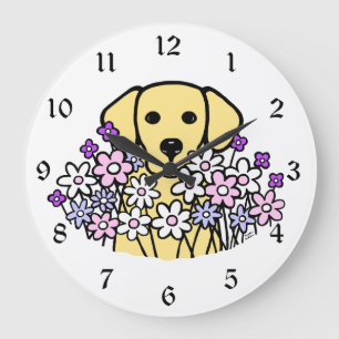 Grande Horloge Ronde Belle Âme Jaune Labrador Illustration 2