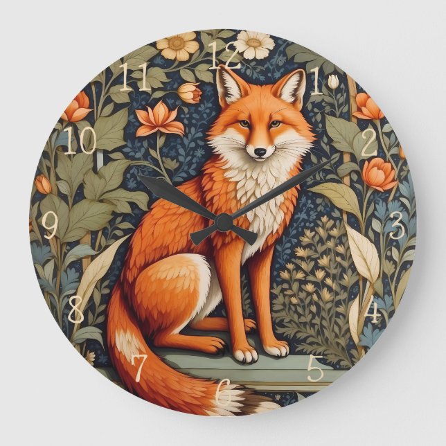 Grande Horloge Ronde Belle assise Red Fox William Morris Inspiré (Recto)