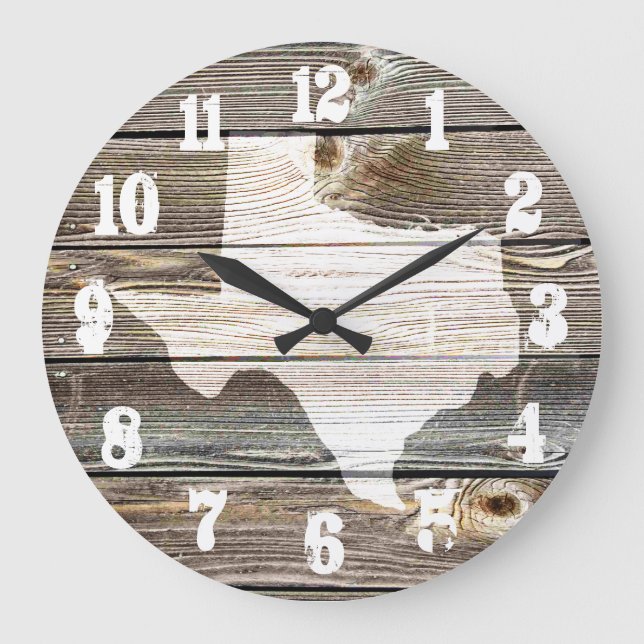Grande Horloge Ronde Belle carte rustique Texas Style authentique bois (Recto)