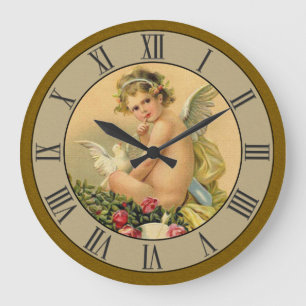 Grande Horloge Ronde Belle colombe victorienne d'ange d'ange