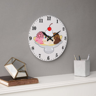 Grande Horloge Ronde Belle crème glacée coupée en banane