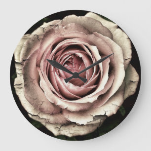 Grande Horloge Ronde Belle Étiquette En Perturbation Rose Pale