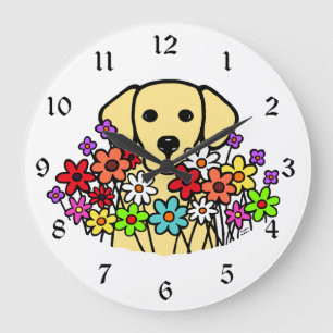 Grande Horloge Ronde Belle illustration de Labrador de jaune d'âme