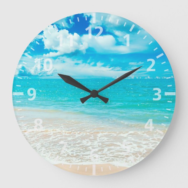 Grande Horloge Ronde Belle plage d'été (Recto)