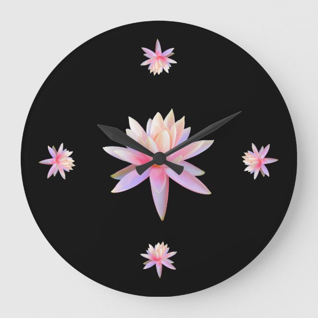 Grande Horloge Ronde Belle rose Lily Lotus Art Cool Unique tendance (Recto)