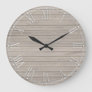 Grande Horloge Ronde Belle texture en bois rustique