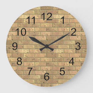 Grande Horloge Ronde Belle texture rustique de mur de briques