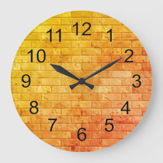 Grande Horloge Ronde Belle texture rustique de mur de briques