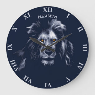 Grande Horloge Ronde Belles couleurs du Roi Lion Cool Graphic Blue