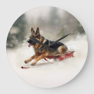 Grande Horloge Ronde Berger allemand Noël neige hiver