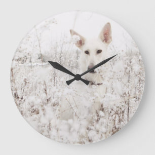 Grande Horloge Ronde Berger blanc allemand dans la neige