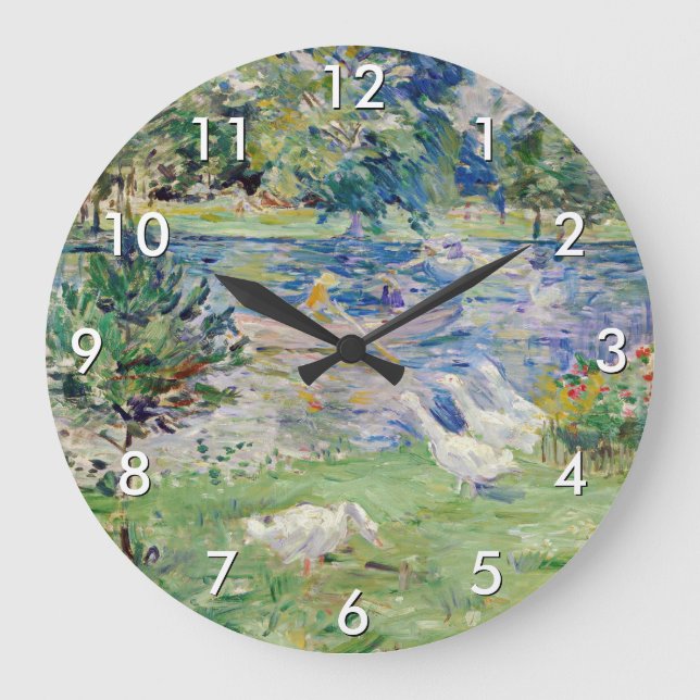 Grande Horloge Ronde Berthe Morisot - Fille en bateau avec oie (Recto)