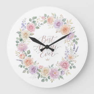 Grande Horloge Ronde Best Ammi Ever Pastel Rose Peony Lavender Floral W