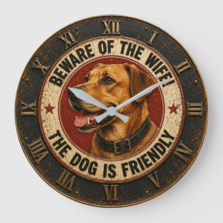 Grande Horloge Ronde Beware of the Wife The Dog Is Friendly Funny