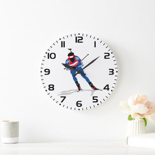 Grande Horloge Ronde Biathlon Skier Sports d'hiver Athlète en action