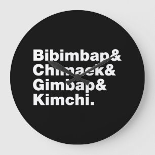 Grande Horloge Ronde Bibimbap & Chimaek & Gimbap & Kimchi. Aliments cor