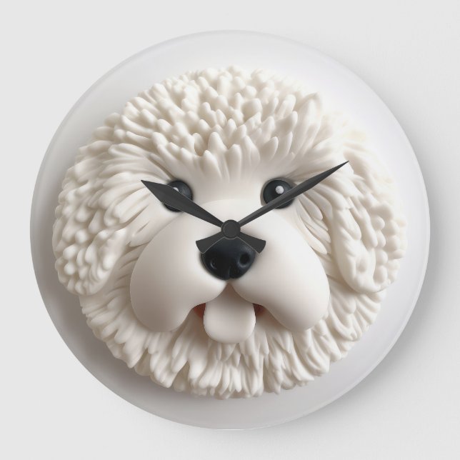 Grande Horloge Ronde Bichon Frise Dog 3D inspiré (Recto)