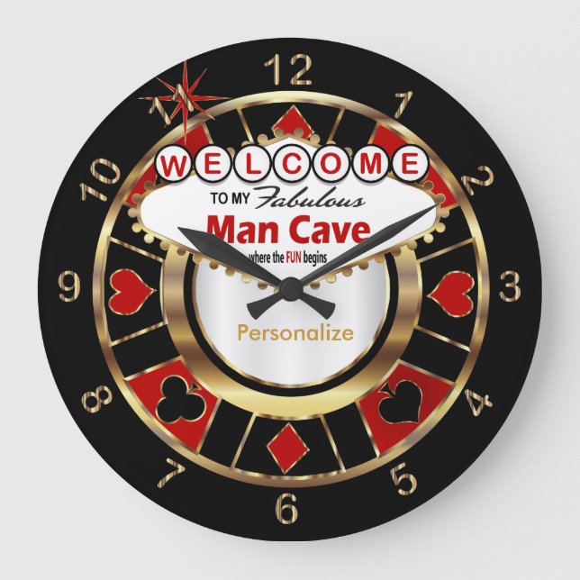 Grande Horloge Ronde Bienvenue à Las Vegas Style Man Cave! (Recto)