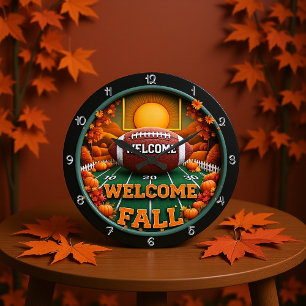 Grande Horloge Ronde Bienvenue Football Automne