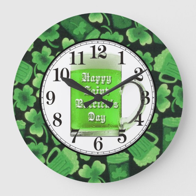 Grande Horloge Ronde Bières shamrocks et vertes (Recto)