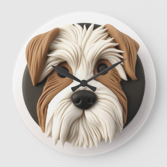 Grande Horloge Ronde Biewer Terrier Dog 3D inspiré (Recto)