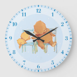 Grande Horloge Ronde Big Ours Brown Aide Petit Ours Jaune