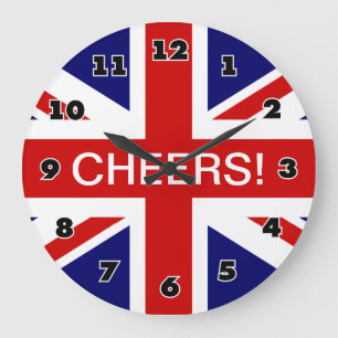 Grande Horloge Ronde Big wall clock with british flag / union Jack