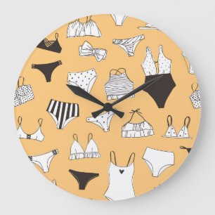 Grande Horloge Ronde Bikini tropical : Motif d'été à main