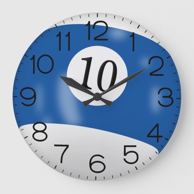 Grande Horloge Ronde Billard bleu et blanc #11 Ball (Recto)