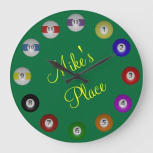 Grande Horloge Ronde Billiard Ball with Name Text
