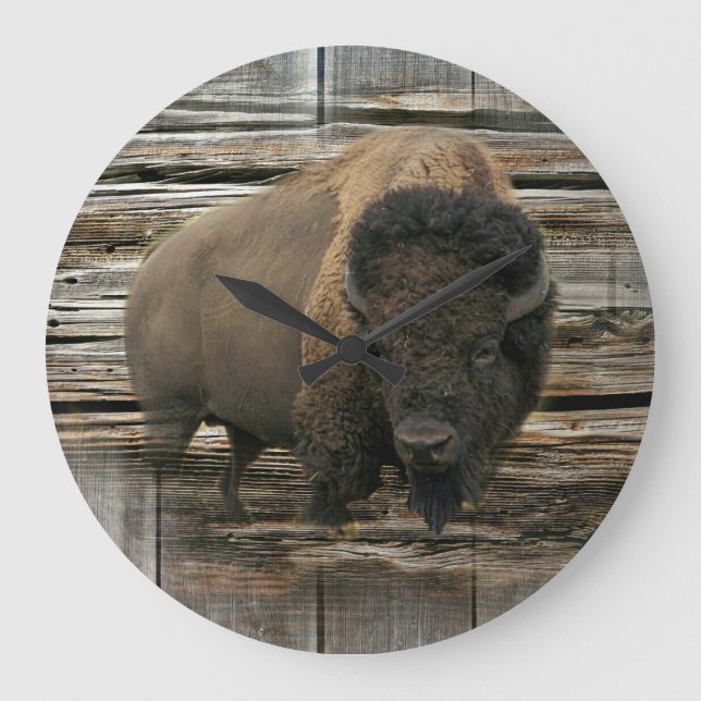 Grande Horloge Ronde Bison de bois (Recto)