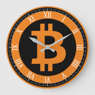 Grande Horloge Ronde Bitcoin logo graphisme entreprise, mur de bureau