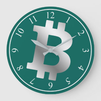 Grande Horloge Ronde Bitcoin logo graphisme entreprise, mur de bureau