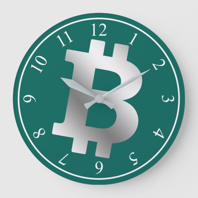 Grande Horloge Ronde Bitcoin logo graphisme entreprise, mur de bureau (Recto)