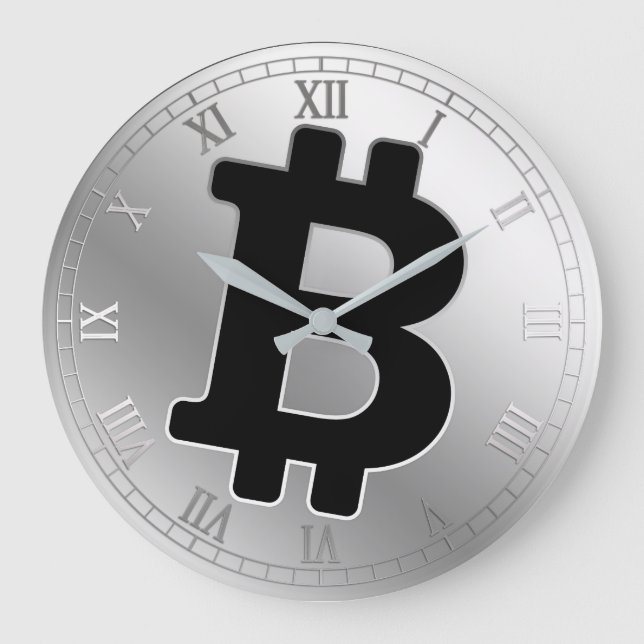 Grande Horloge Ronde Bitcoin logo graphisme entreprise, mur de bureau (Recto)
