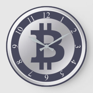 Grande Horloge Ronde Bitcoin logo graphisme entreprise, mur de bureau