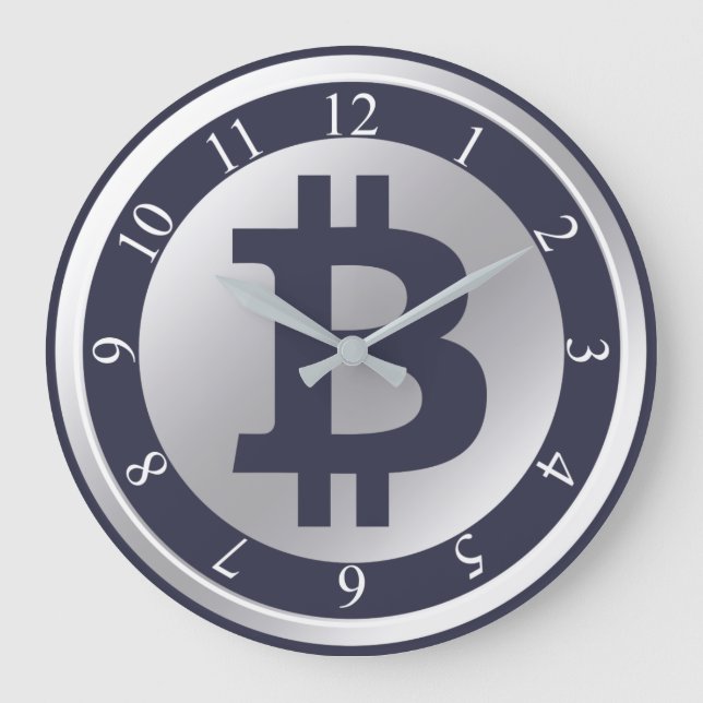 Grande Horloge Ronde Bitcoin logo graphisme entreprise, mur de bureau (Recto)