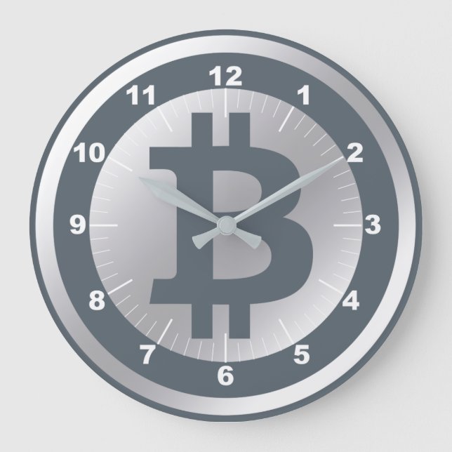 Grande Horloge Ronde Bitcoin logo graphisme entreprise, mur de bureau (Recto)
