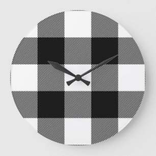 Grande Horloge Ronde black and white buffalo plaid check