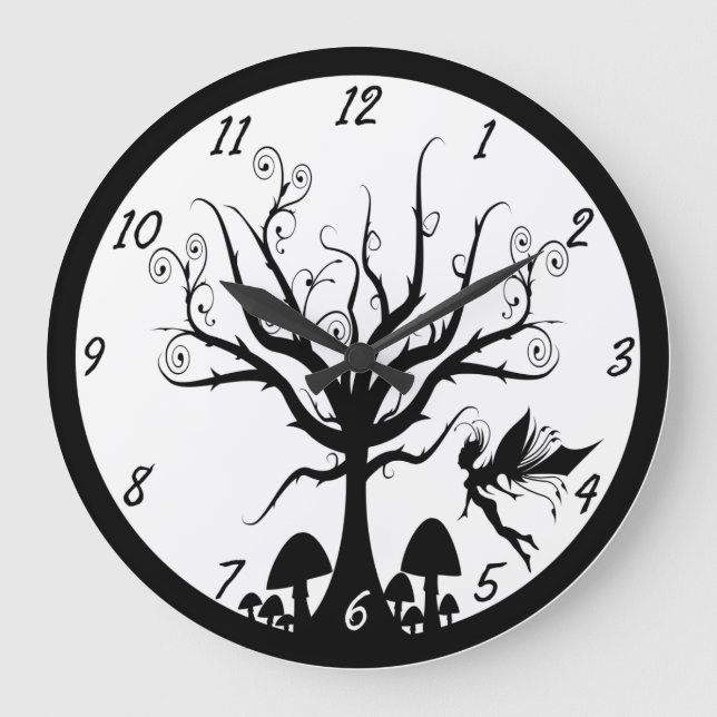 Grande Horloge Ronde Black and white spooky fairy clock (Recto)