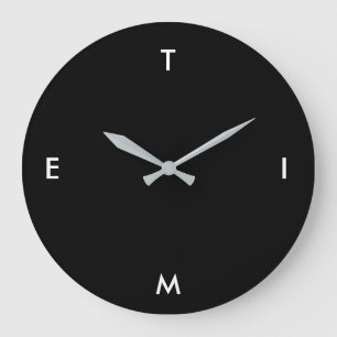 Grande Horloge Ronde Black and White Typography Time Funny Minimalism