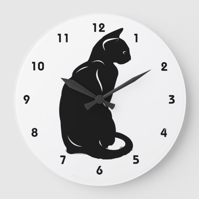 Grande Horloge Ronde Black Cat Wall (Recto)