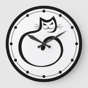 Grande Horloge Ronde Black Cat Wall