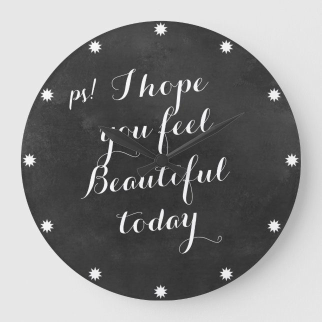 Grande Horloge Ronde Black Chalkboard Quotes I (Recto)