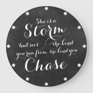 Grande Horloge Ronde Black Chalkboard Quotes & Professions of Love