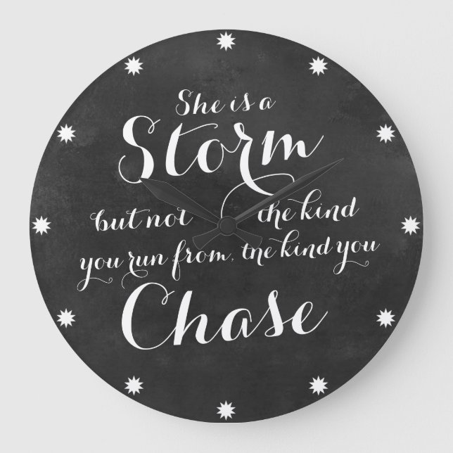 Grande Horloge Ronde Black Chalkboard Quotes & Professions of Love (Recto)