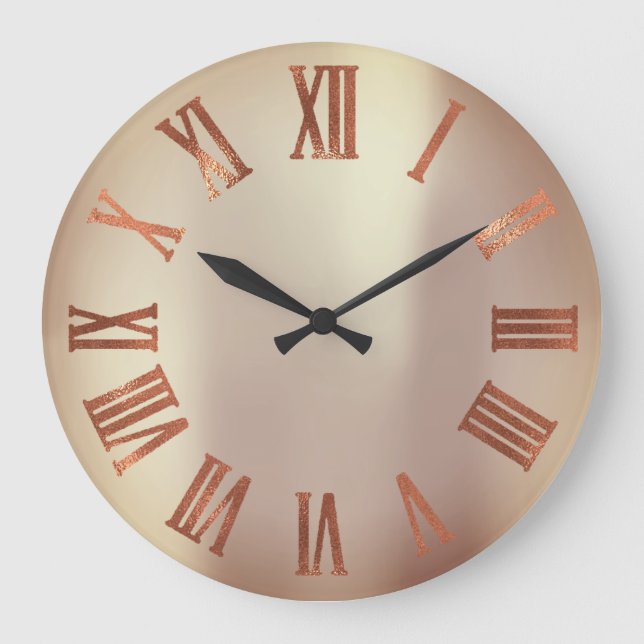 Grande Horloge Ronde Black Copper Rose Gold Roman Métallc Urban (Recto)