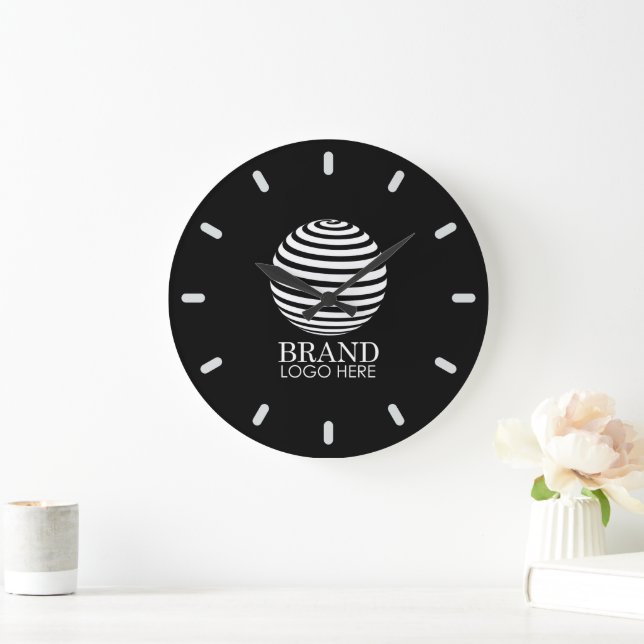 Grande Horloge Ronde Black Custom Business Logo Entreprise Entreprise (Maison)