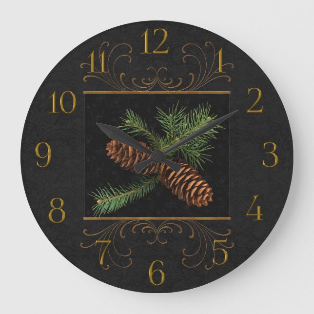 Grande Horloge Ronde Black Damask Watercolor (Recto)